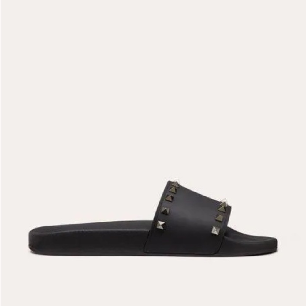 Black Valentino Garavani Rockstud Pool Slides Size 38